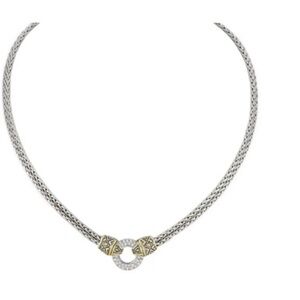 John Medeiros 2 strand Necklace and matching earrings. 2 tone